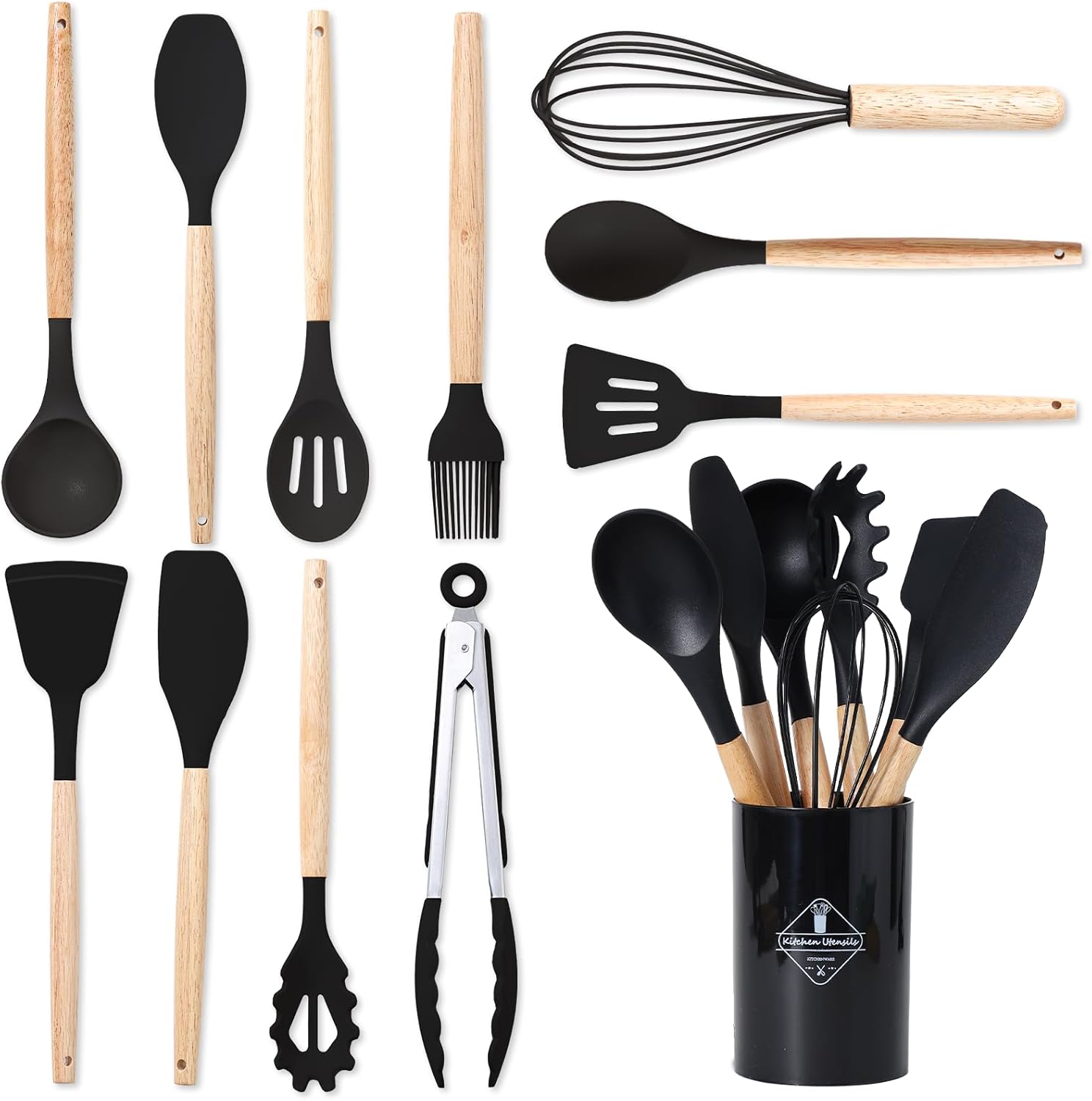 Set Ustensiles Cuisine Silicone 12 Pi&egrave;ces